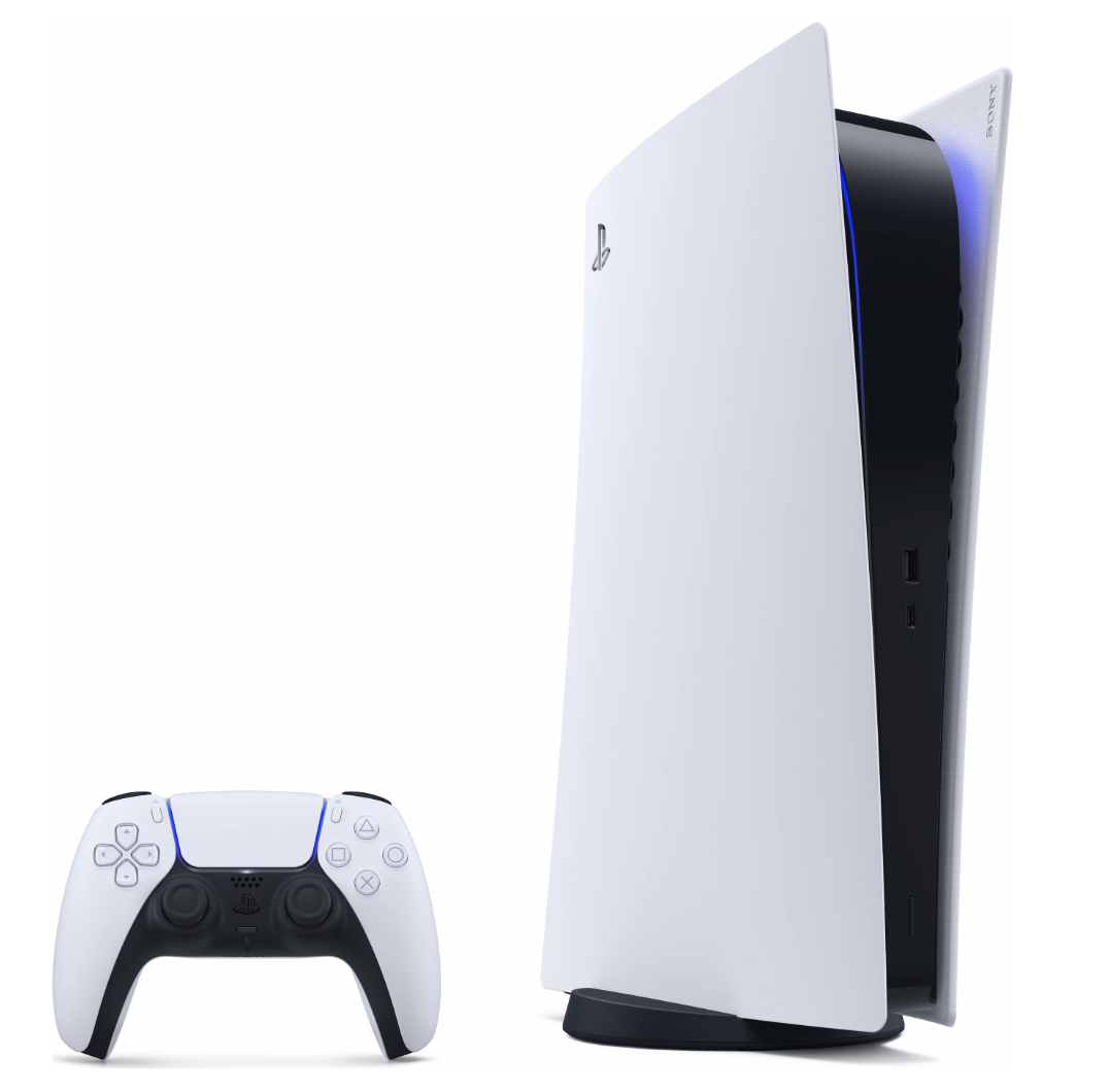 Playstation 5 Digital Edition in weiss-schwarz mit Controller