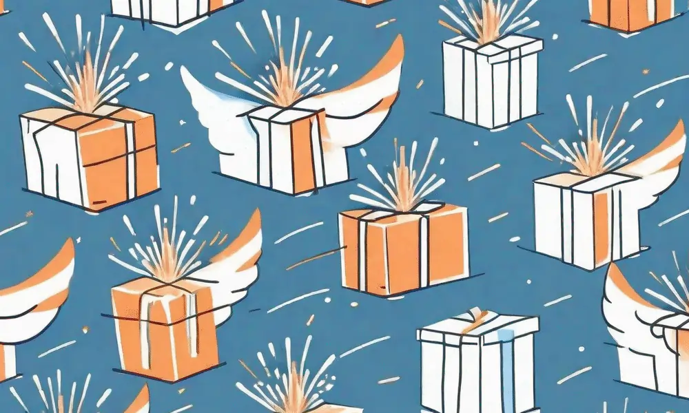 Geschenke mit Flügel in blau orange